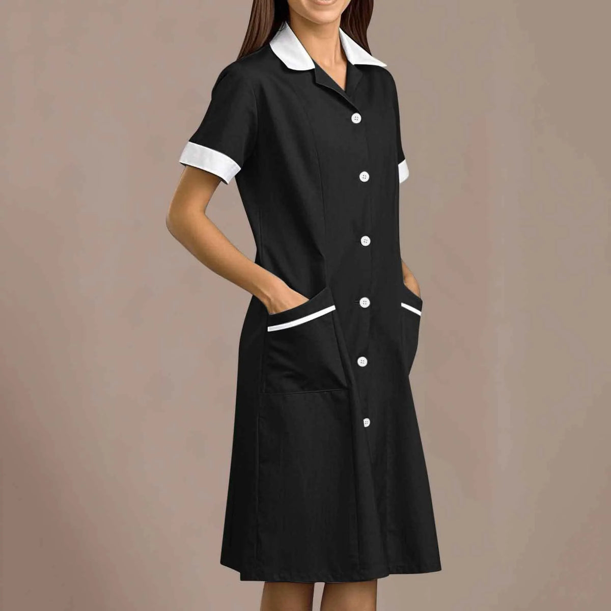 Women's White Lab Coat Long Sleeve Nurse Uniform Gown S–XXL Women's Lab Coat Babs Black XXL