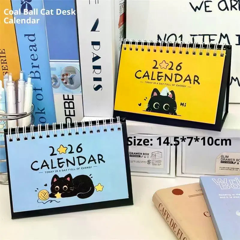 2026 Cat Illustration Compact Desk Calendar – Cute & Portable Desk Calendar Babs