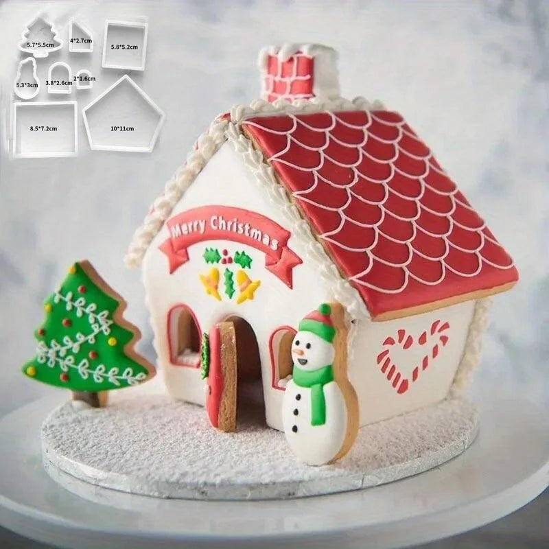 3D Christmas Gingerbread House Cookie Cutter Set – 8 Pieces Cookie Cutter Set Babs