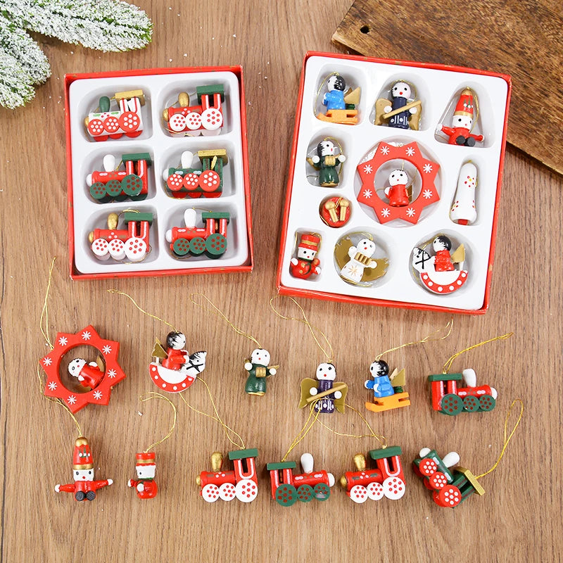 Wooden Train Christmas Tree Ornaments – Mini Hanging Pendants 2026 Christmas Tree Ornament Babs