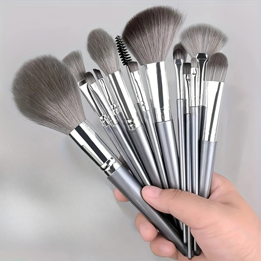 14-Piece Makeup Brush Set – Soft Nylon for Precise Face Application Makeup Brush Set Babs Silver