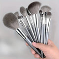 14-Piece Makeup Brush Set – Soft Nylon for Precise Face Application Makeup Brush Set Babs Silver