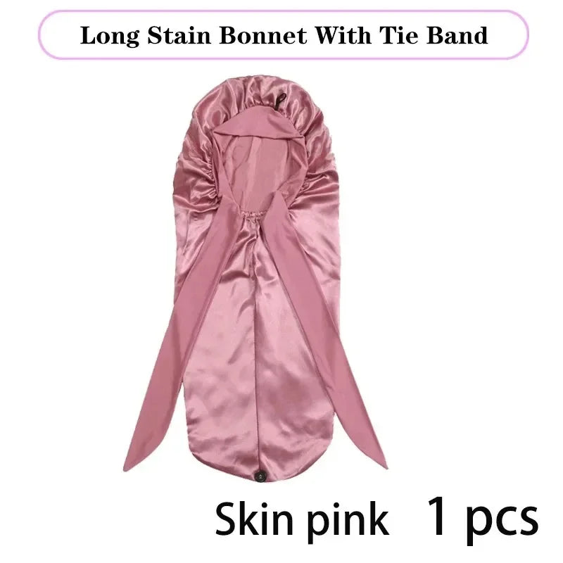 Extra Large Satin Sleep Bonnet with Long Tie – All Hair Types Satin Sleep Bonnet Babs