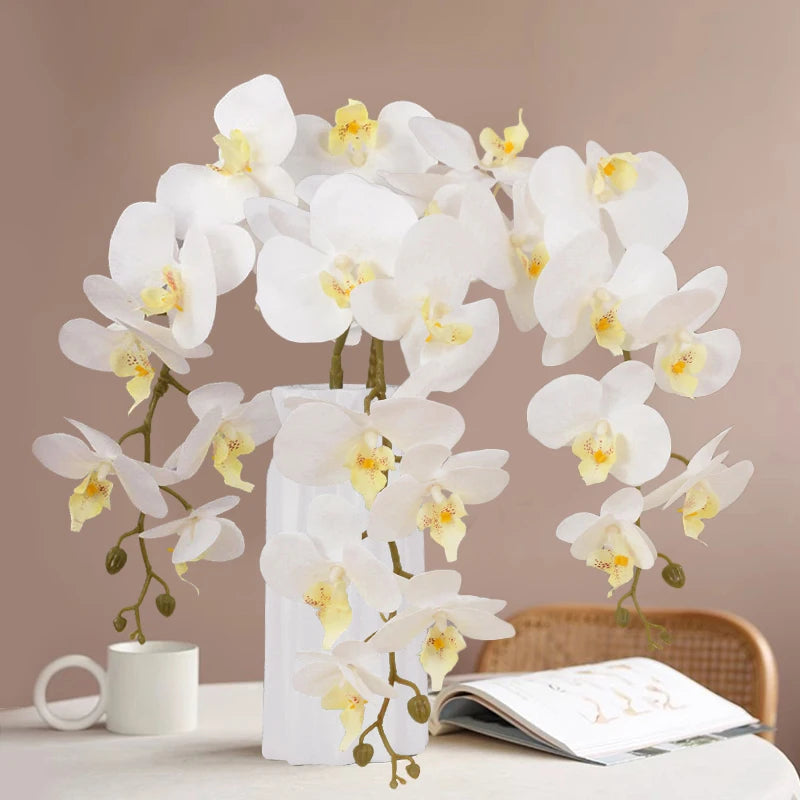 9-Head 100cm Artificial Moth Orchid Stem – Real Touch Fake Flowers Artificial Flower Stem Babs