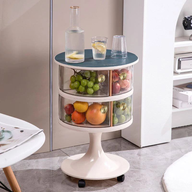 Nordic Round Coffee Table on Wheels | Modern Sofa Side Table Rolling Coffee Table Babs