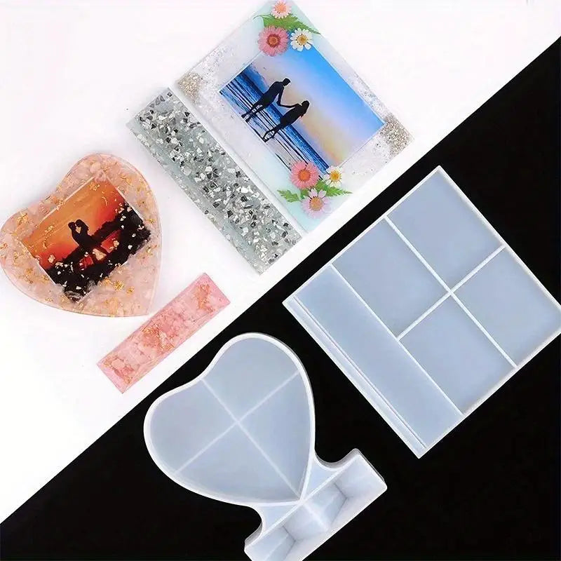 Silicone Resin Mold – Heart & Square Photo Frame DIY Craft Resin Craft Mold Babs