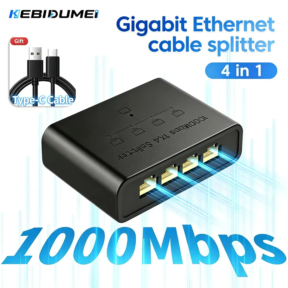 KEBIDUMEI 5-Port 1000Mbps Gigabit Network Switch RJ45 Splitter Gigabit Network Switch Babs