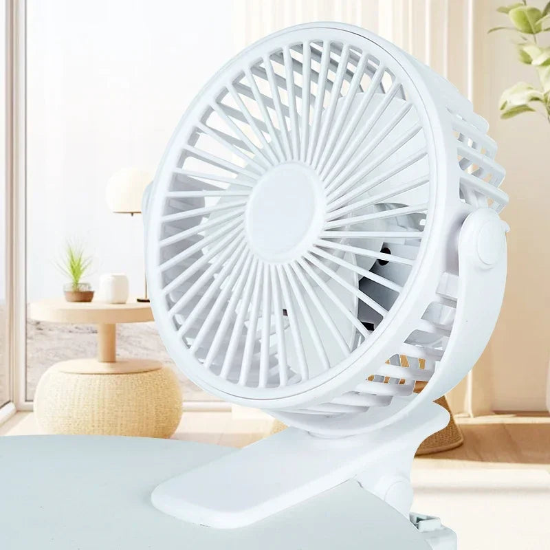 Clip-On Desktop Mini Fan – Quiet 3-Speed, Portable Summer Fan Clip-On Desk Fan Babs