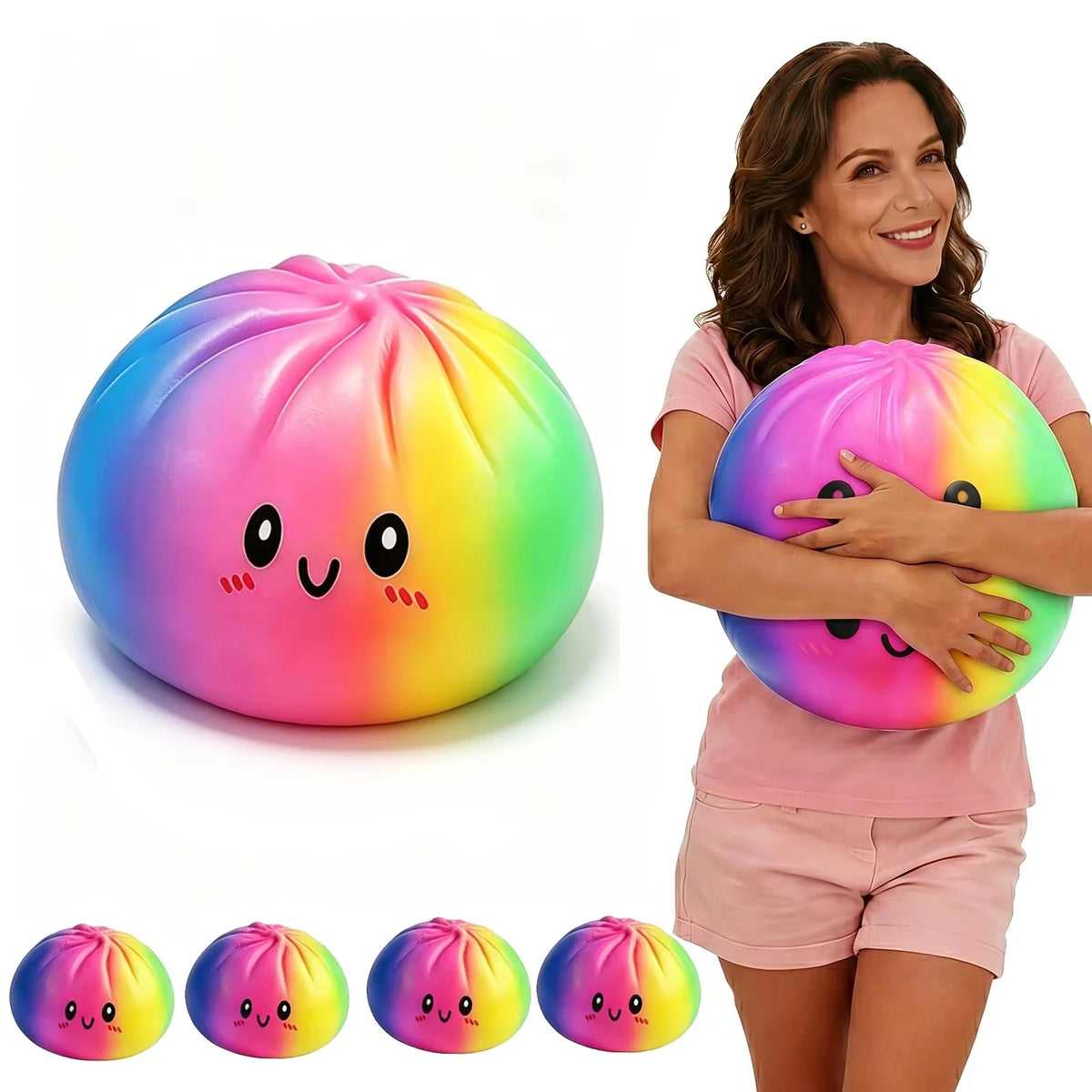 Giant Rainbow Dumpling Squishy Ball – Slow Rebound Fidget Toy Squishy Fidget Toy Babs