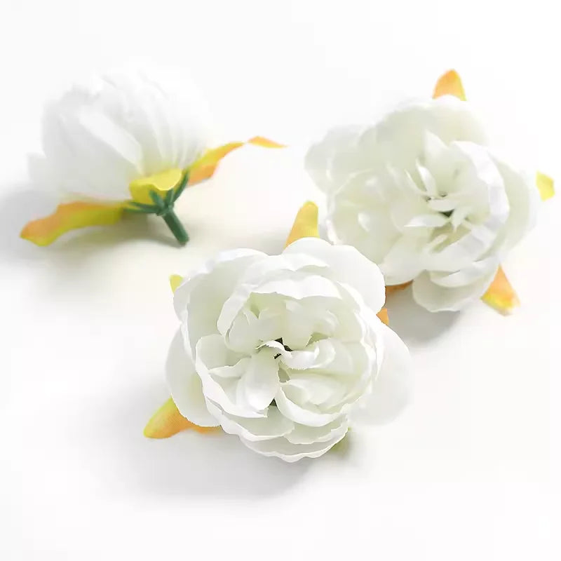 White Artificial Rose Flower Heads – Wedding & Home Decor Artificial Flower Heads Babs 34 10Pcs