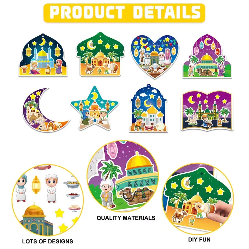 Ramadan DIY Stickers Eid Mubarak Gift Labels & Party Decor Set Celebration Sticker Set Babs