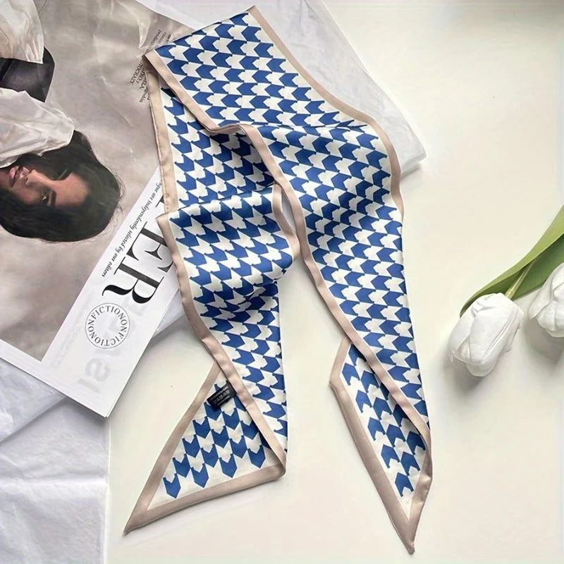 Silk-Feel Headband, Bag Scarf & Hair Ribbon – Multi-Use Blue Hair Scarf Headband Babs 3