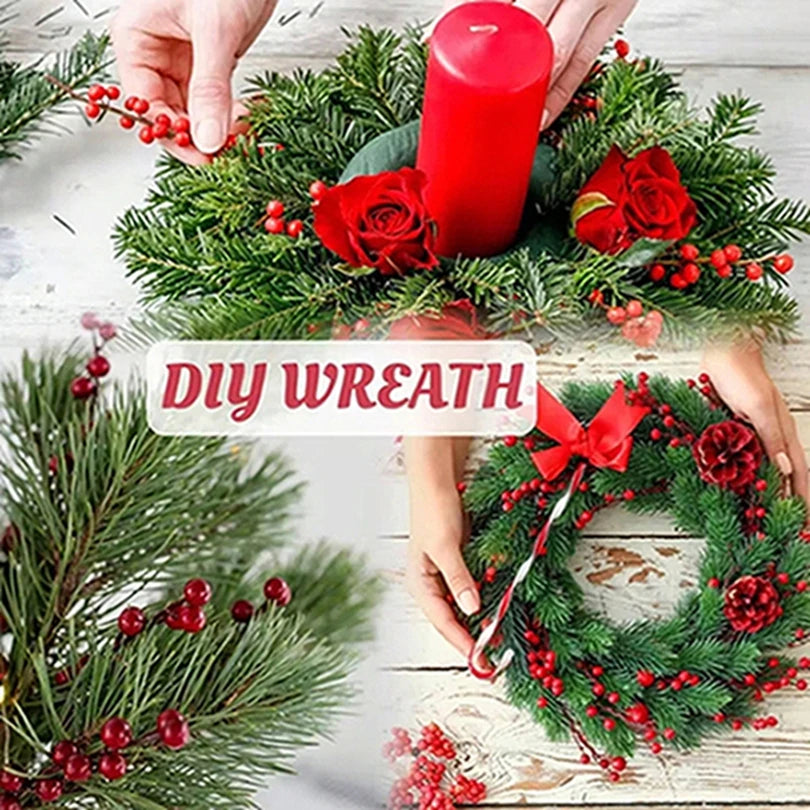 Artificial Holly Red Berry Branches – 5 or 10 Pcs Christmas Décor Artificial Holly Branches Babs