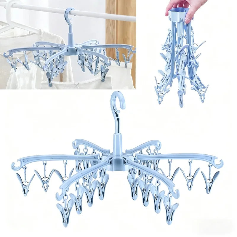 24-Clip Folding Clothes Drying Rack – Windproof Laundry Hanger Clothes Drying Rack Babs