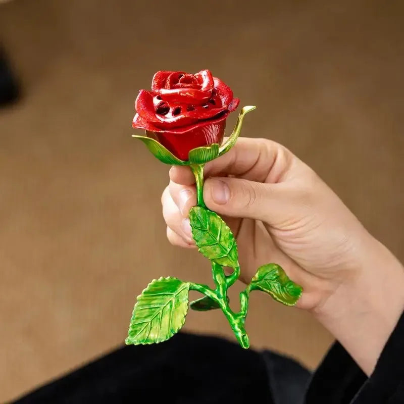 Rose Shape Incense Burner | Hollow Floral Metal Fragrance Holder Incense Burner Babs