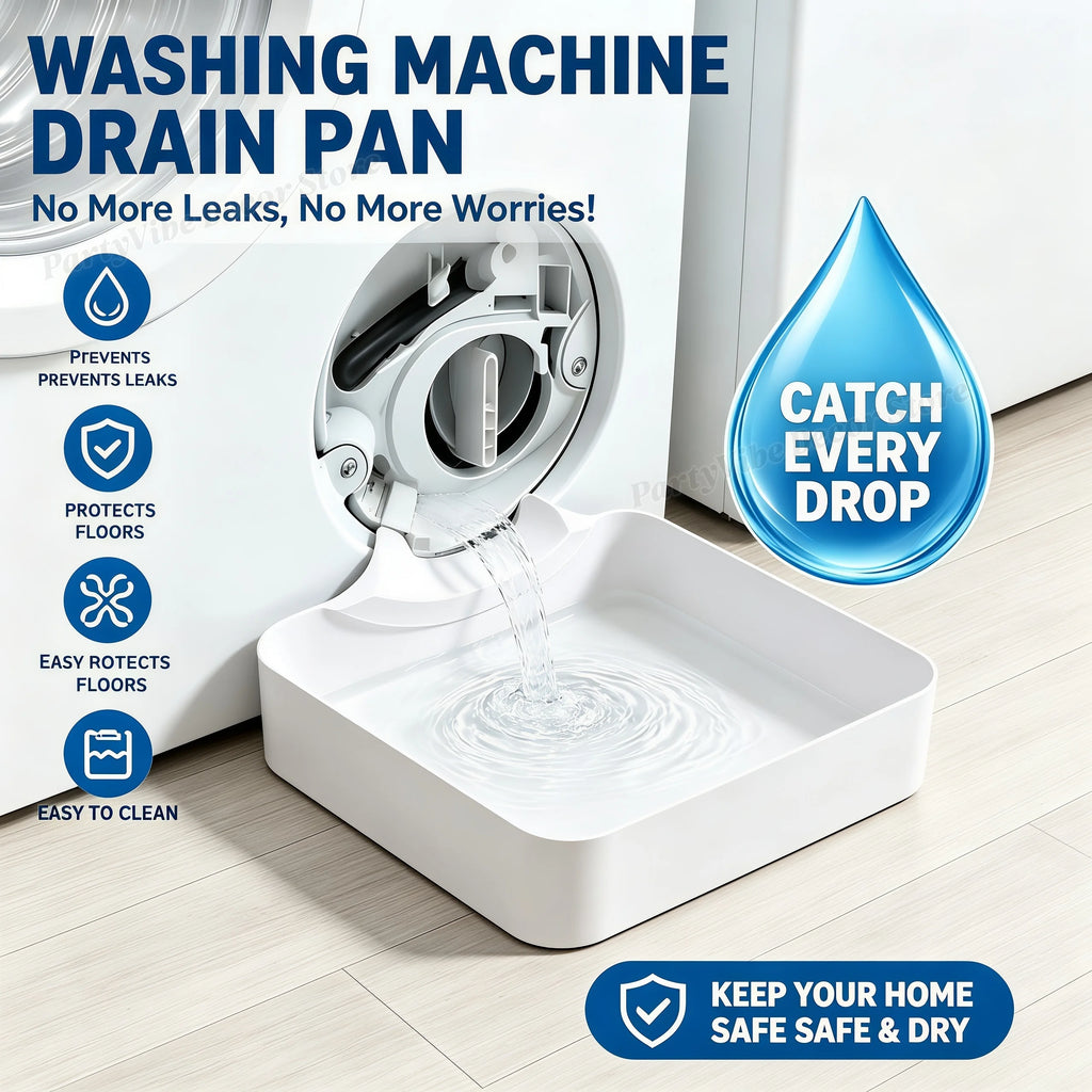 Washing Machine Drain Tray – Leak-Proof Drip Pan & Lint Funnel Washer Drain Tray Babs