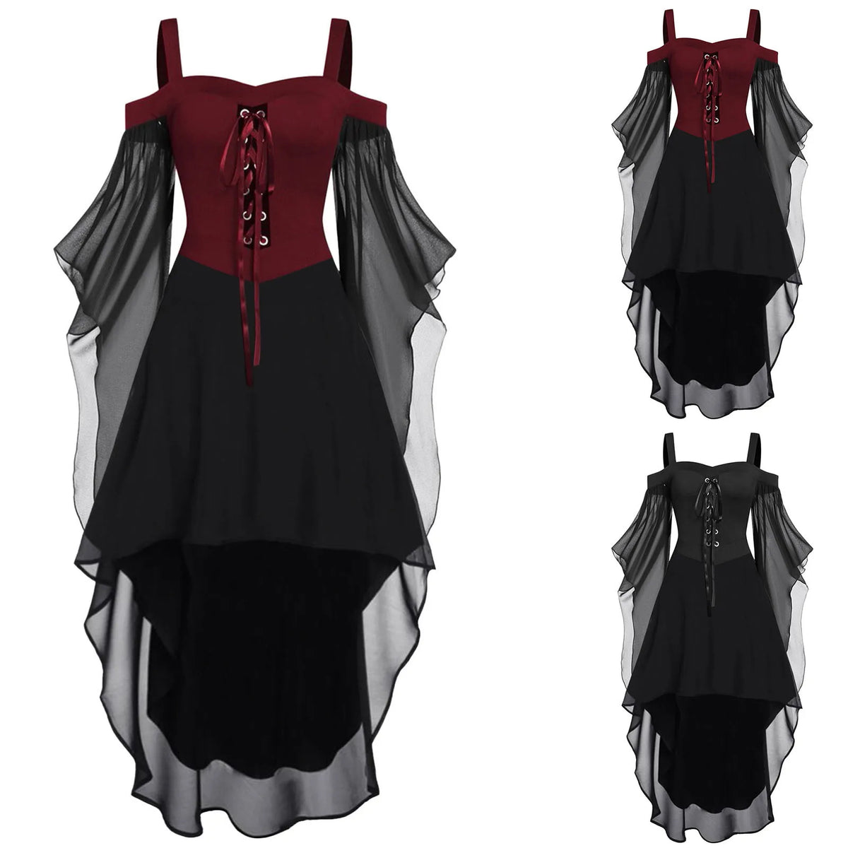 Women's Gothic Medieval Witch Dress – Plus Size Halloween Costume Gothic Costume Dress Babs