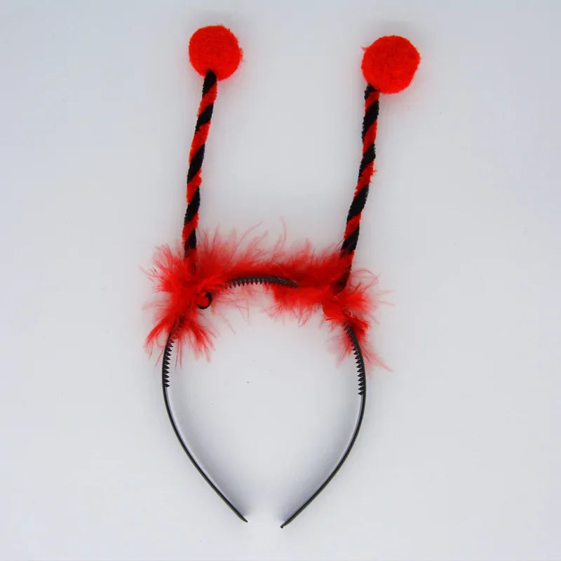 20pcs Antenna Headbands – Bee Ant Fly Ladybug Party Cosplay Costume Headband Set Babs red