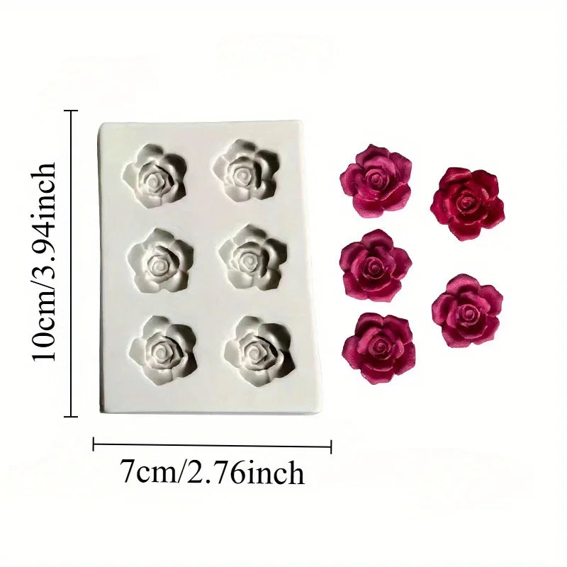 6-Cavity Rose Flower Silicone Mold – Candles & Soap Making Silicone Craft Mold Babs