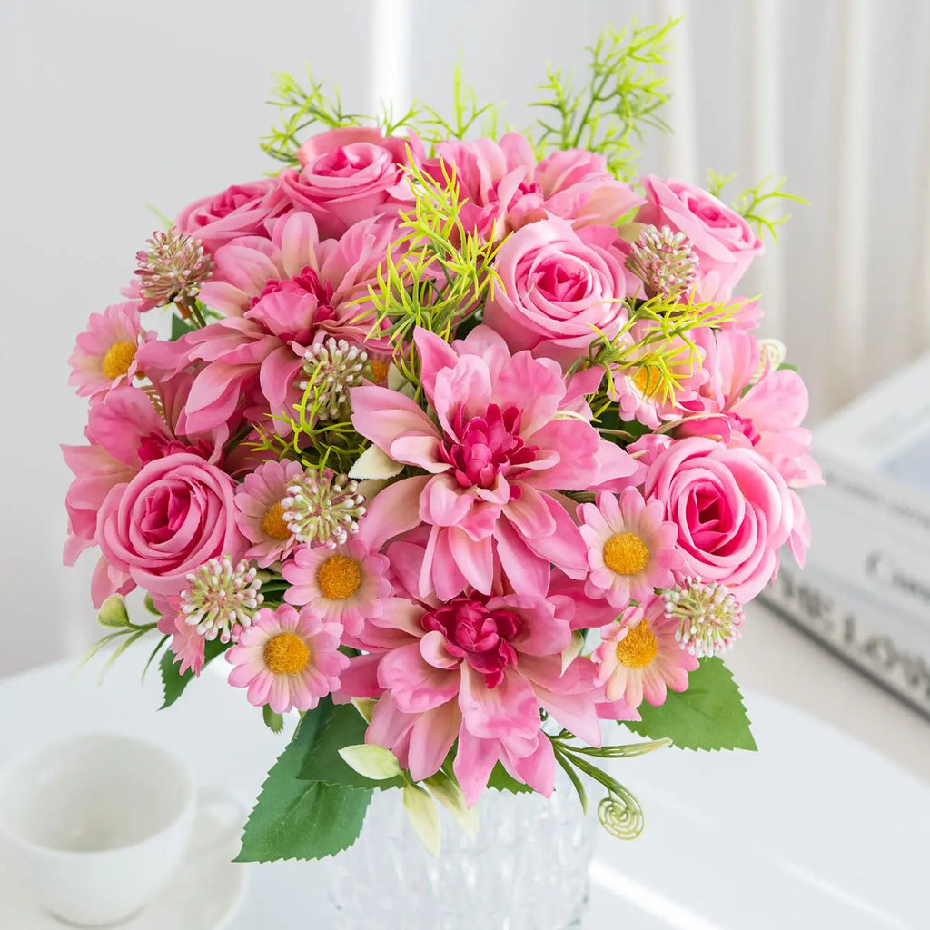 Silk Dahlia Artificial Flowers – Wedding Bouquet & Home Decor Artificial Flower Bouquet Babs