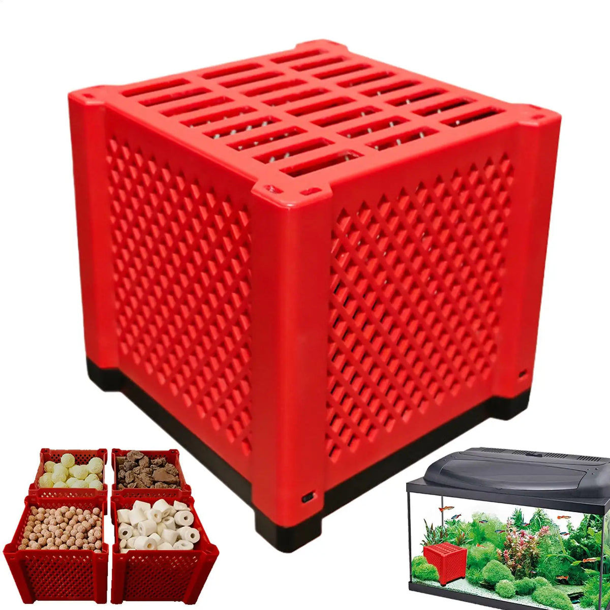 PVC Aquarium Cube Filter Media Storage Box – Fish Tank Accessory Aquarium Filter Box Babs
