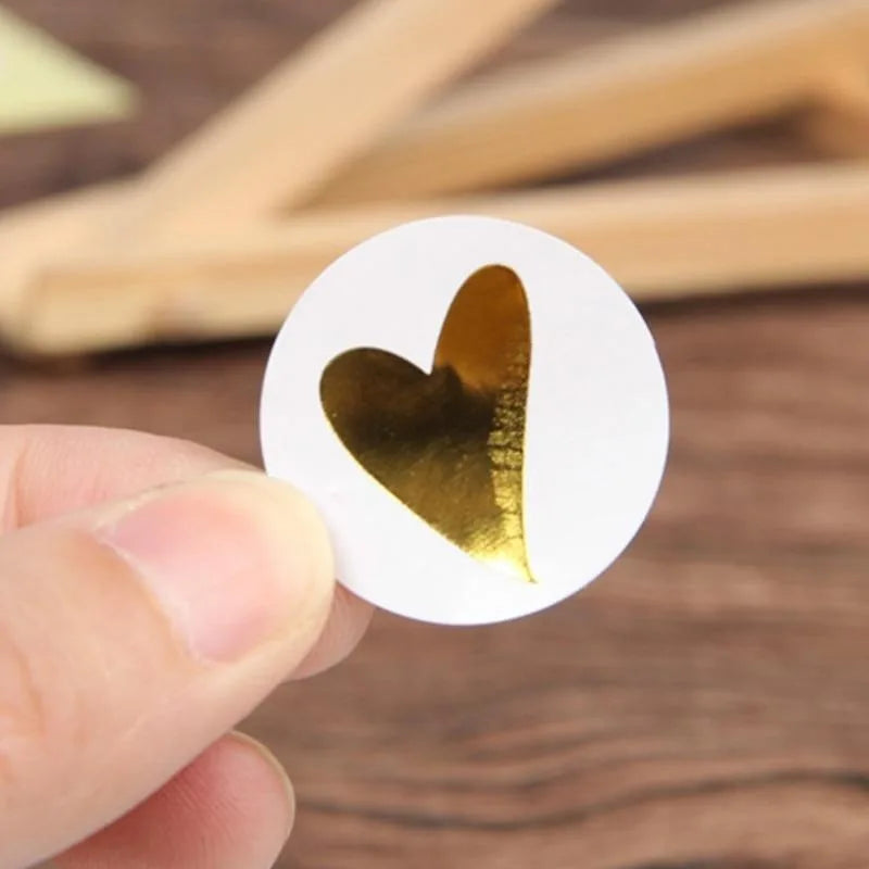 160pcs Gold Heart Sealing Stickers – Cards, Envelopes & Gifts Decorative Stickers Babs