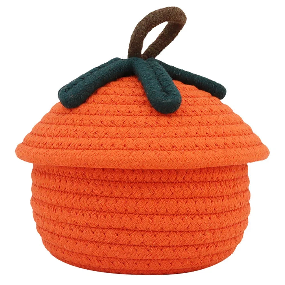 Halloween Woven Pumpkin Basket with Lid | Candy & Gift Basket Halloween Storage Basket Babs 13x13cm