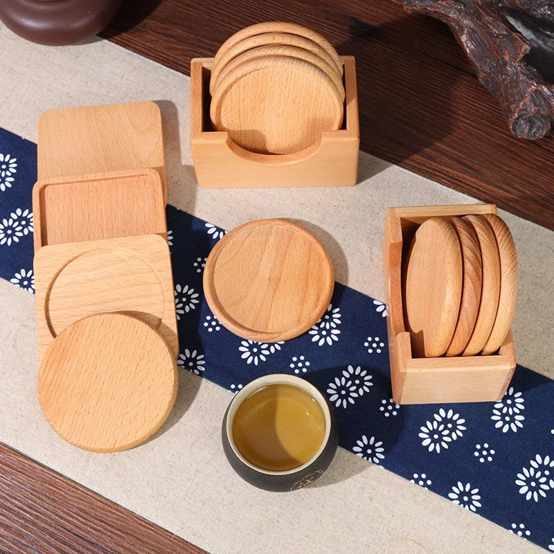 Wooden Coasters for Drinks – Eco-Friendly Tea & Coffee Coasters Wood Drink Coasters Babs