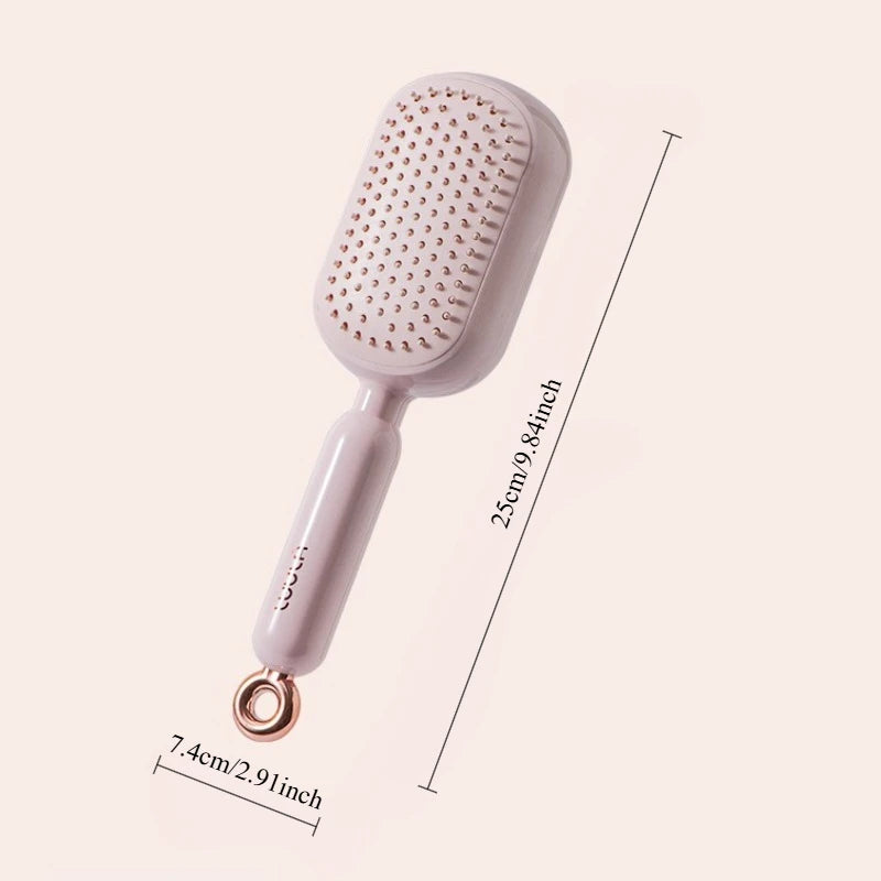 Retractable Air Cushion Comb – 133 Teeth & One-Click Clean Air Cushion Comb Babs 1PC Pink