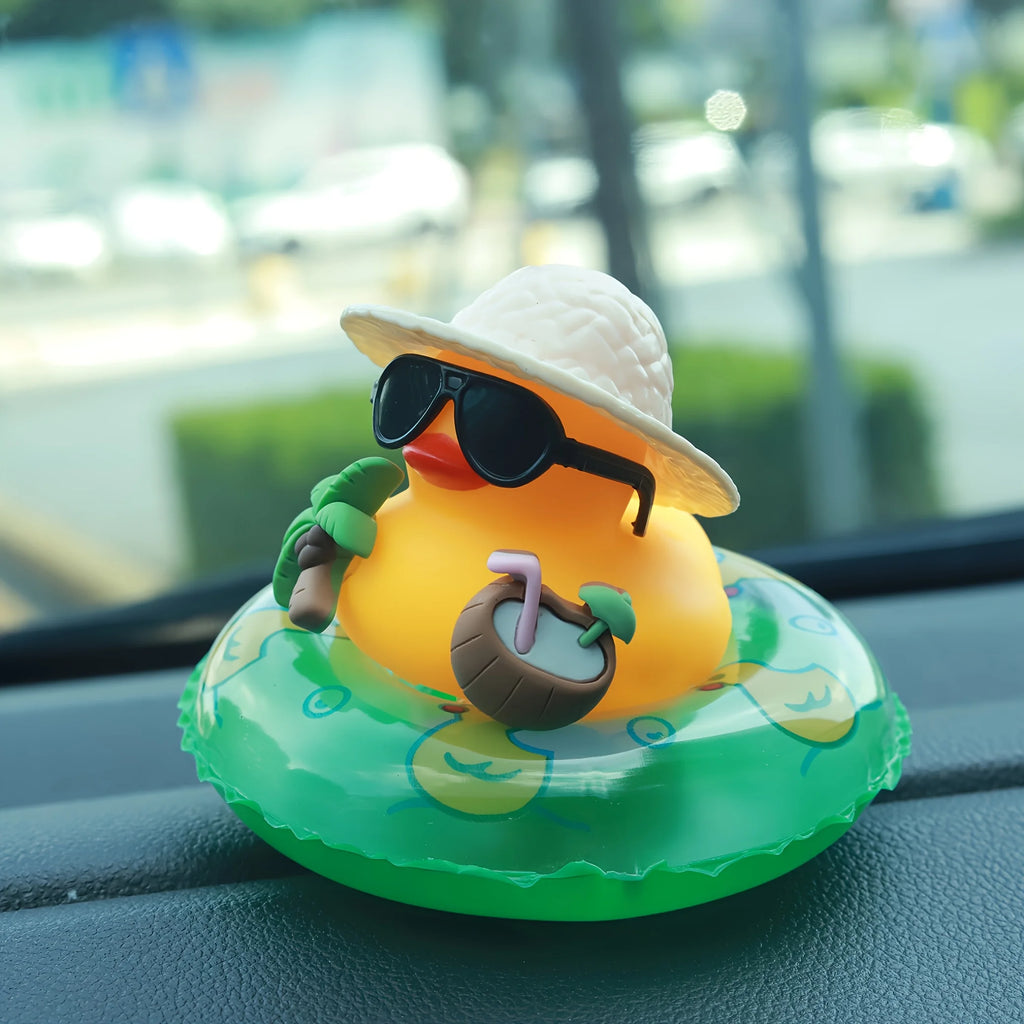 Tropical Rubber Duck Car Ornament – Beach Dashboard Decor Car Dashboard Ornament Babs