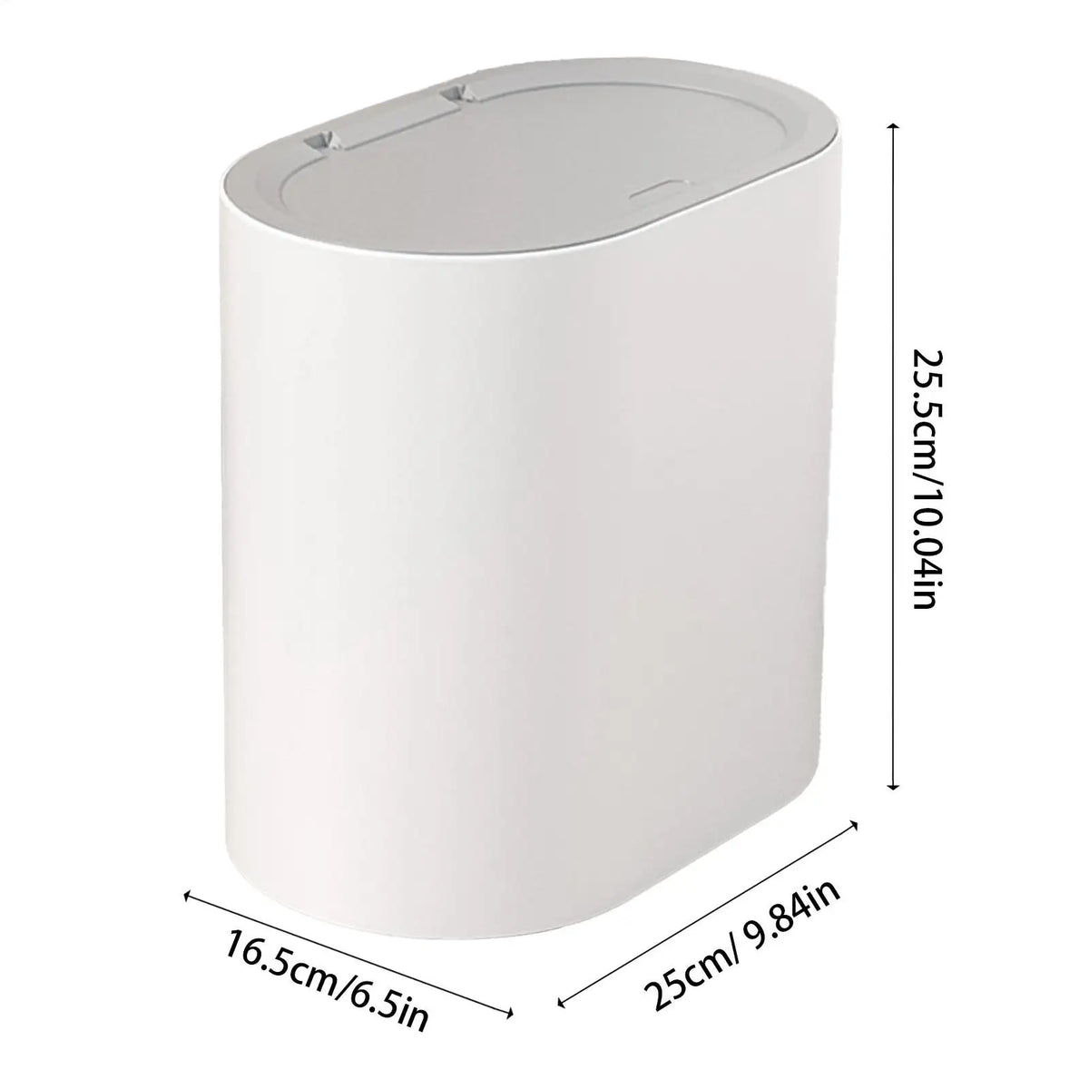 Press-Top Trash Can with Lid – Compact ABS Bathroom Bin Press-Top Trash Can Babs