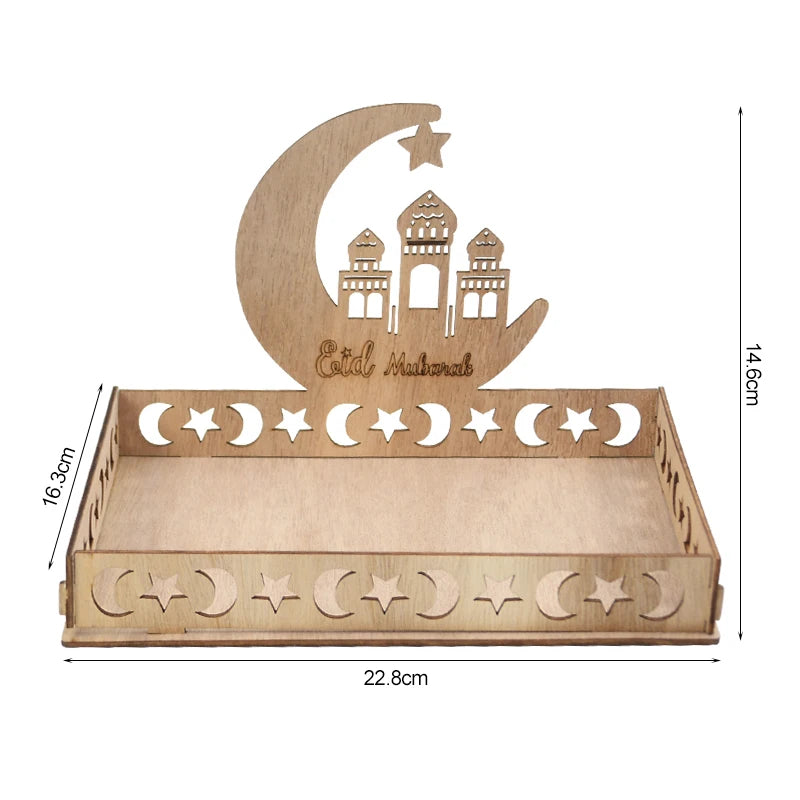 Wooden Eid Mubarak Food Tray – Ramadan Cake Display & Décor Wooden Serving Tray Babs 6