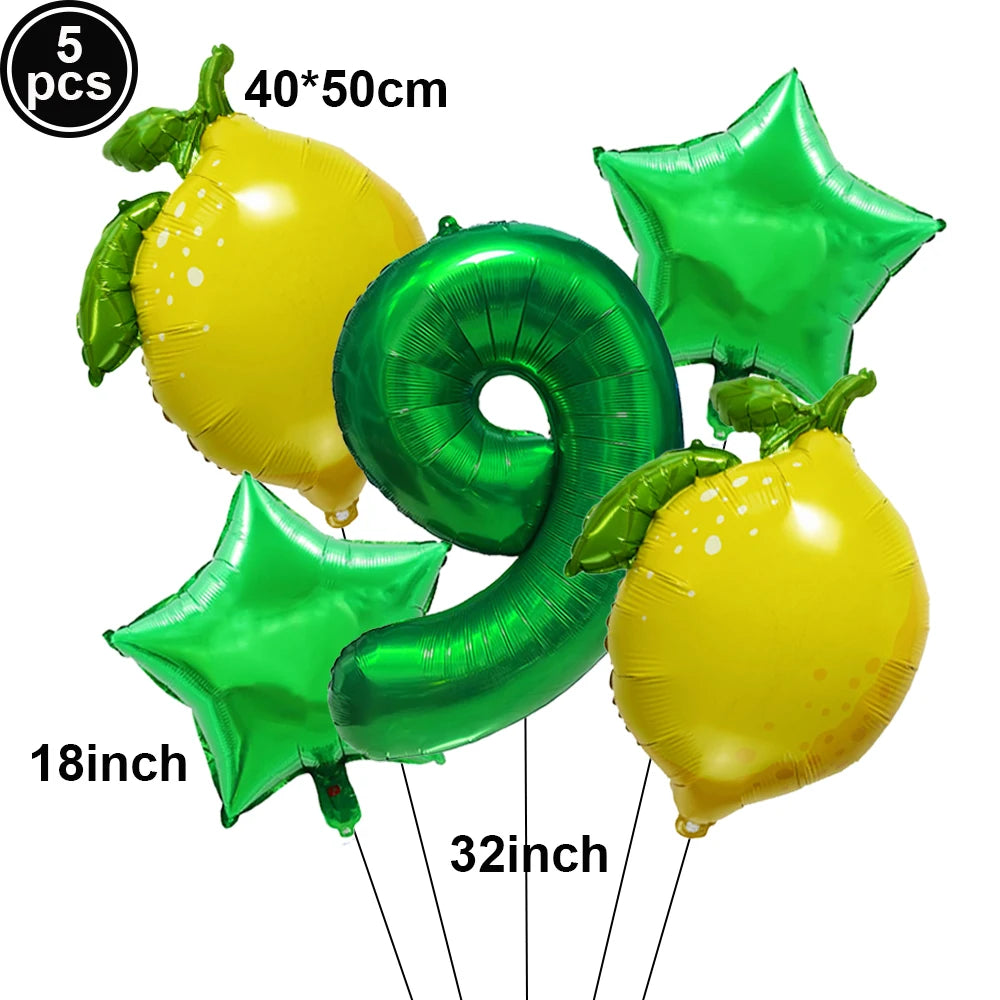 Lemon Foil Balloon Set with 32" Number Balloons – Party Decor