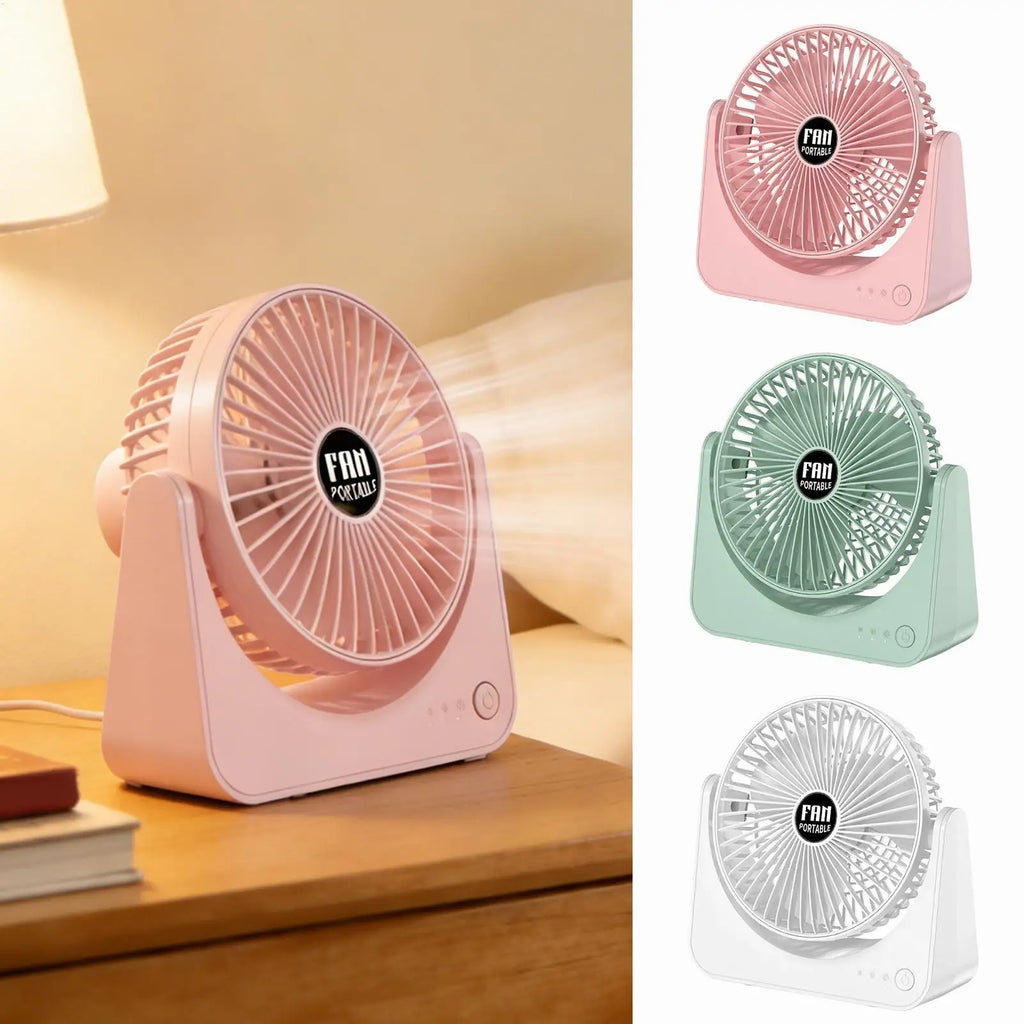 USB Rechargeable Mini Desk Fan – 3 Speed, Quiet & Portable Portable Desk Fan Babs