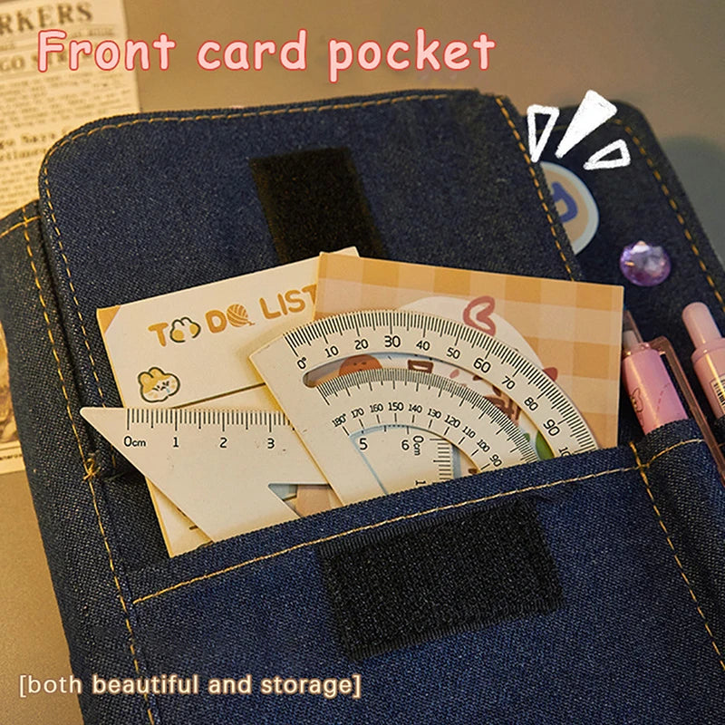 Denim Notebook Journal Diary – Y2K Retro Style with Pocket Denim Journal Notebook Babs