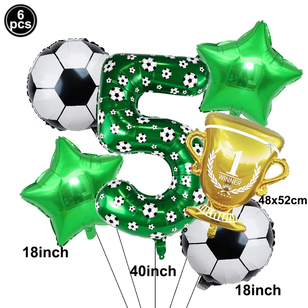Soccer 6th Birthday Party Supplies – Balloon & Tableware Kit Party Supplies Kit Babs A-5 as show