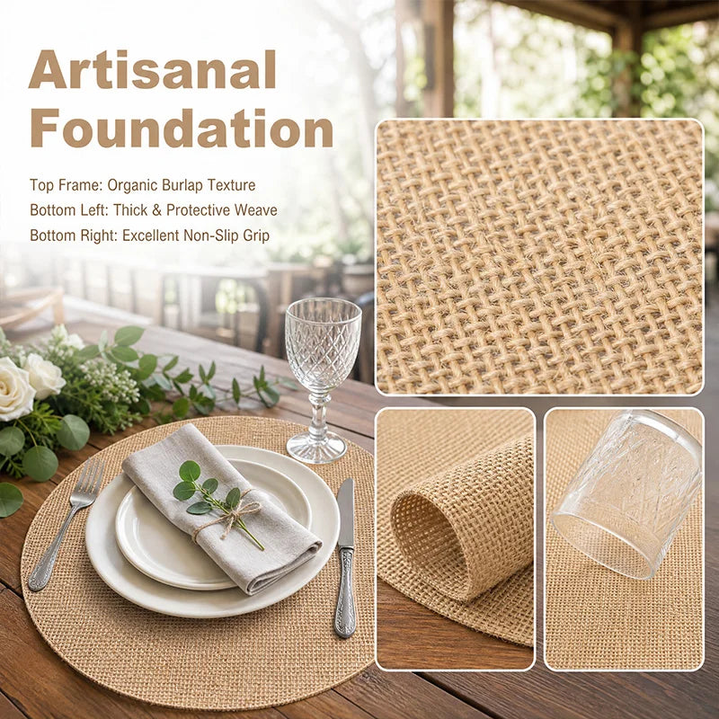 12 Round Burlap Placemats – Jute Table Mats for Parties Burlap Placemats Babs