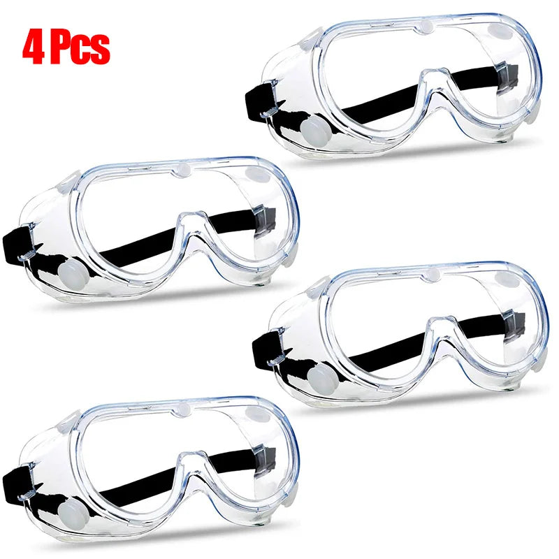 Anti-Fog Safety Goggles | Clear Protective Eyewear, Elastic Strap Safety Goggles Babs 4pcs