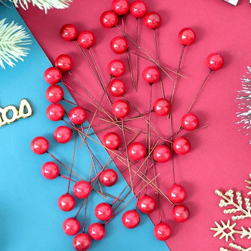 Artificial Holly Berry Stems for Christmas Wreaths & Crafts 50/100Pc Christmas Craft Stems Babs 12mm 50Pcs