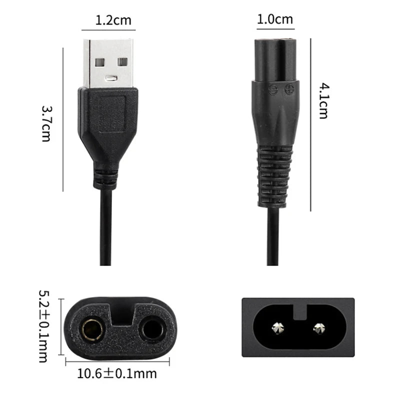 Meridian Shaver Replacement Charging Cable 2-Pin DC 5V Power Cord Shaver Charging Cable Babs