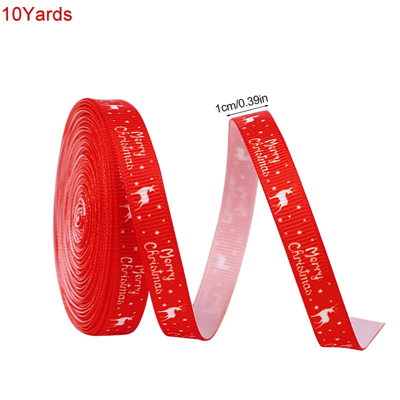 10 Yards 10mm Christmas Polyester Ribbon – Gift Bow DIY Crafts Craft Ribbon Babs