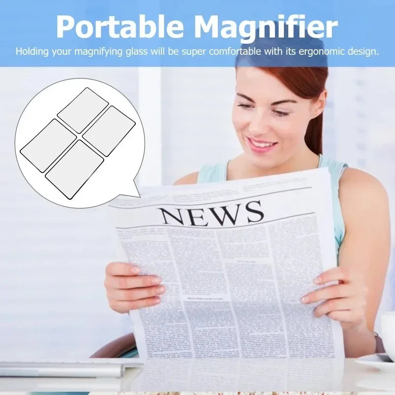 4-Pack 3X Fresnel Lens Magnifying Sheet – Card-Sized Portable Fresnel Lens Magnifier Babs
