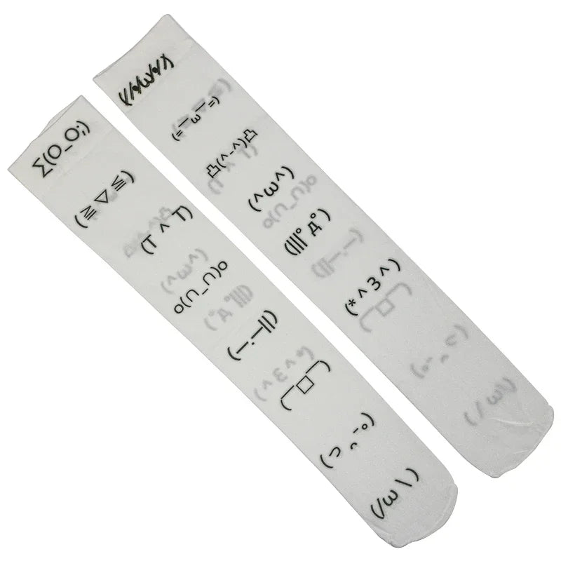 Kawaii Graffiti Letter Thigh High Stockings – Y2K Harajuku Socks Thigh High Stockings Babs WHITE One Size
