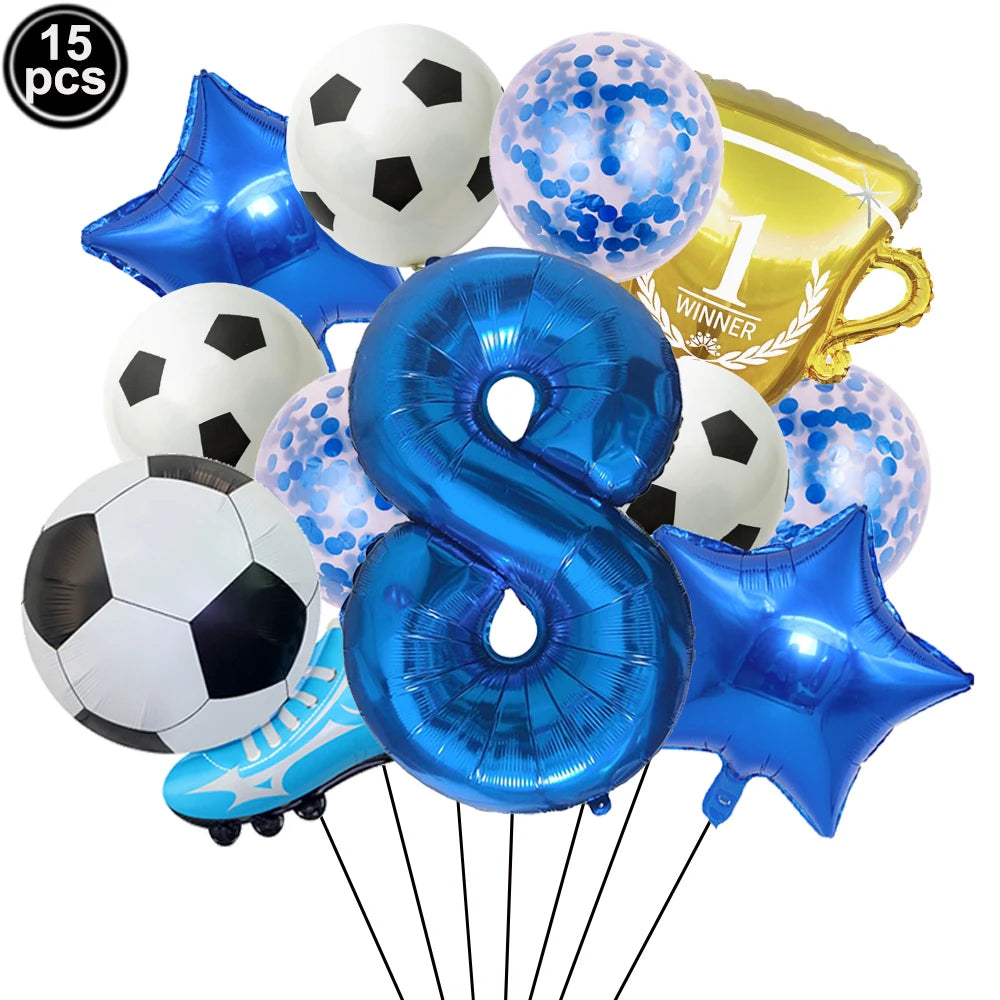 32" Soccer Ball Foil Balloon Set – Kids Birthday Party Decor Party Foil Balloons Babs Blue Number 8 As pictures show