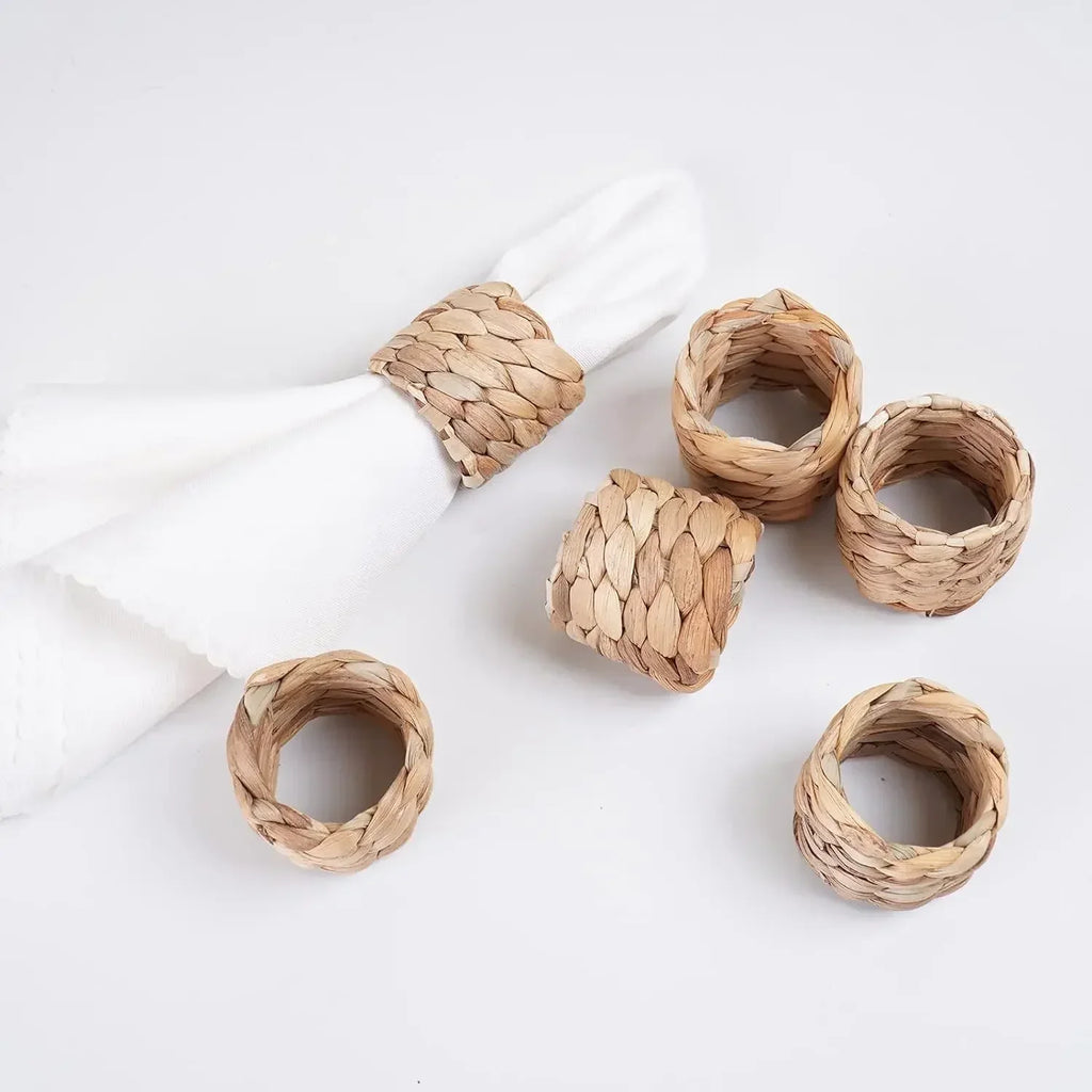 96 Handmade Woven Rattan Napkin Rings – Rustic Natural Décor Woven Napkin Rings Babs