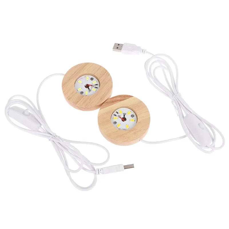 Wooden LED USB Night Light Display Stand – Desktop Lamp Base LED Display Lamp Base Babs