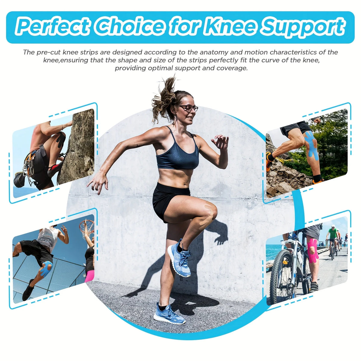 12-Piece K-Gel Knee Support Tape – Hiking & Running Knee Support Tape Babs