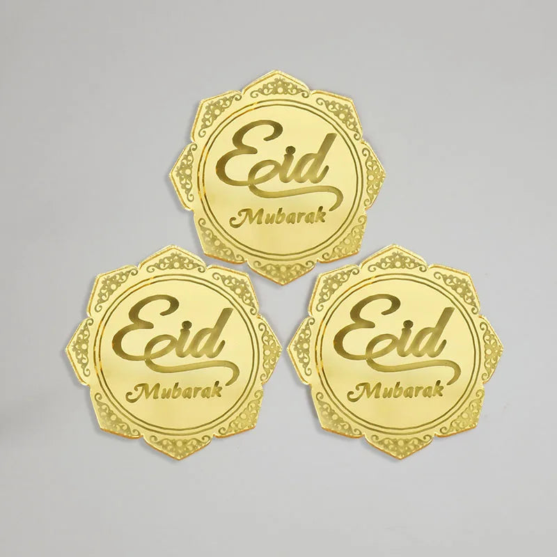 Gold Eid Mubarak Acrylic Cake Toppers – Ramadan Party Decor Cake Toppers Babs Eid Mubarak 6 10pcs
