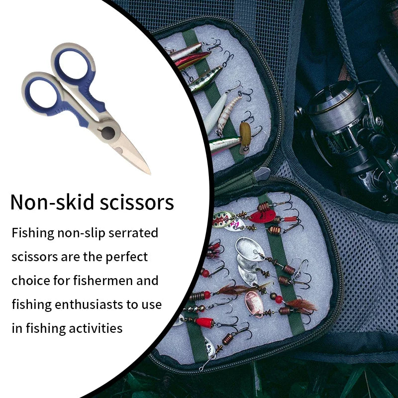 Stainless Steel Serrated Scissors – Fishing Line & Wire Cutter Multifunctional Scissors Babs