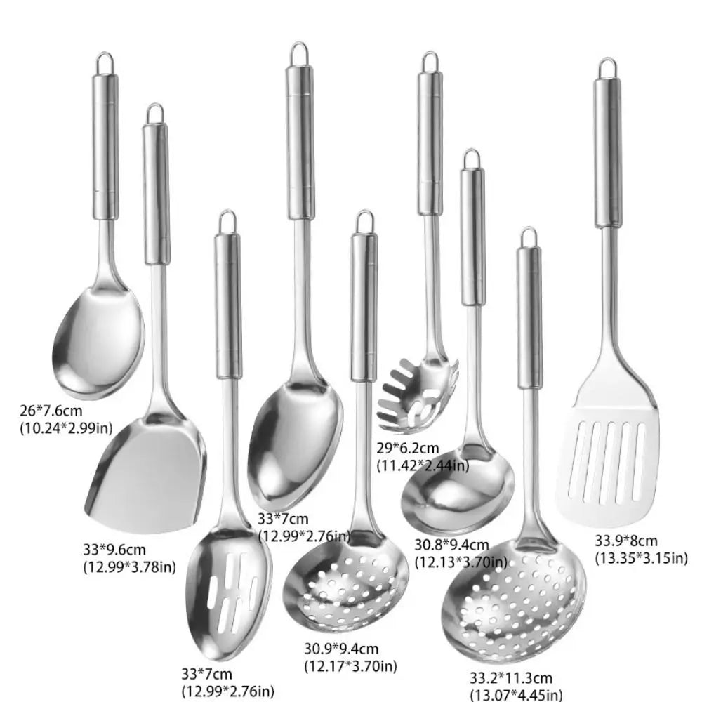 9-Piece Stainless Steel Kitchen Utensils Set | Long Handle Kitchen Utensils Set Babs